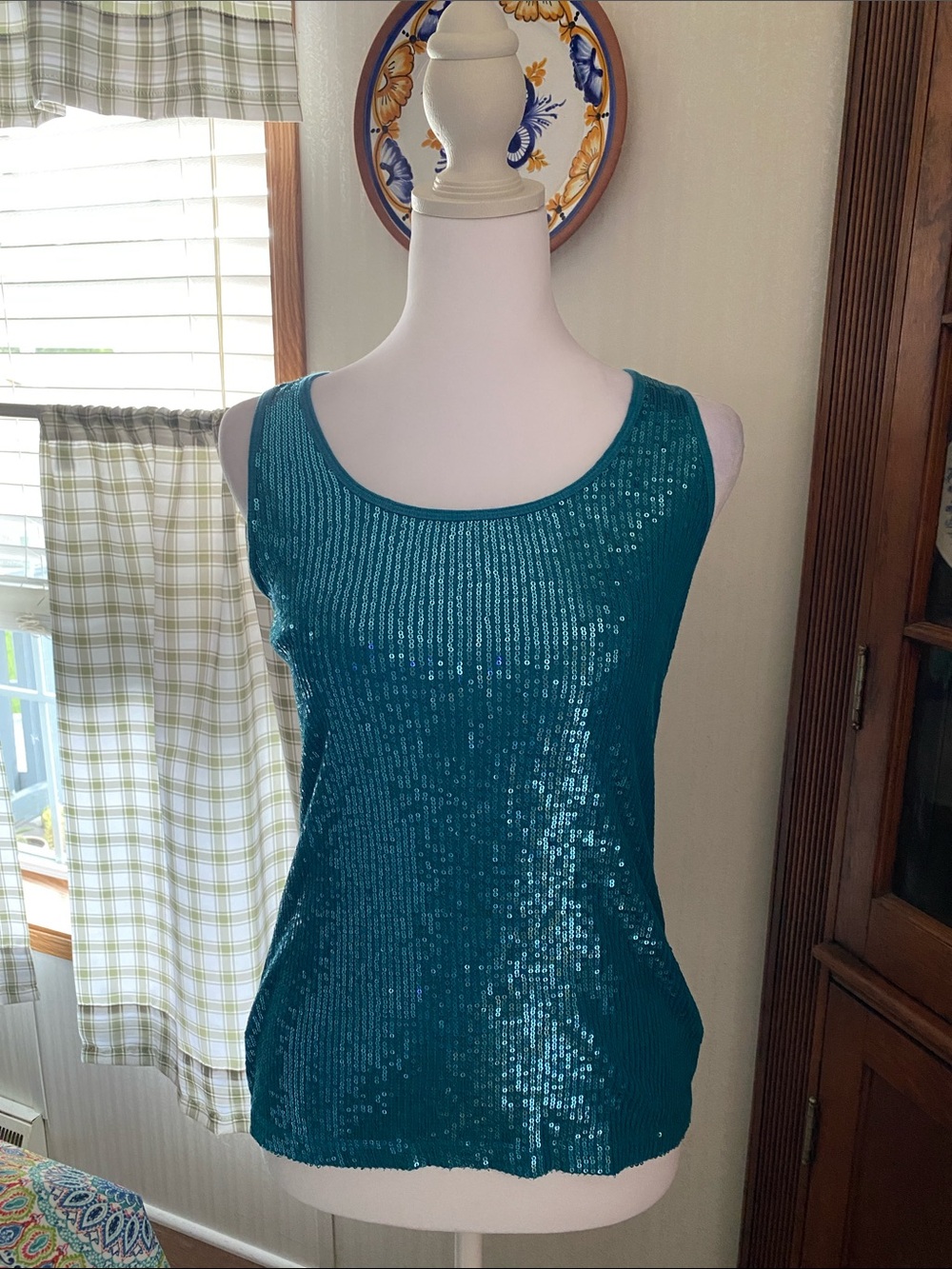 Apt. 9 Teal Sequin Tank Top
